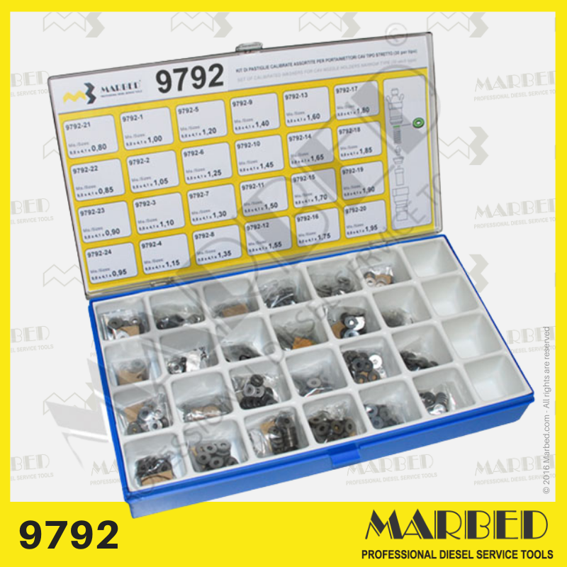 Box with 480 balanced washers for CAV nozzle holders narrow type